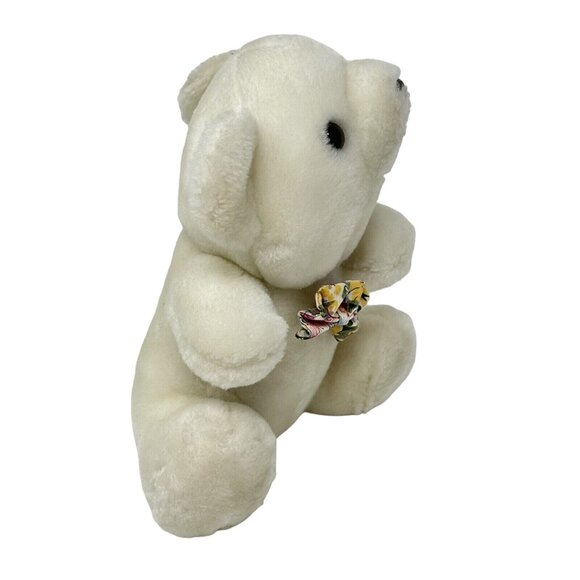 Sugar Loaf Plush Bear White Floral Bowtie Stuffed Animal 8 Inch 1998 90s Vtg - Picture 4 of 9